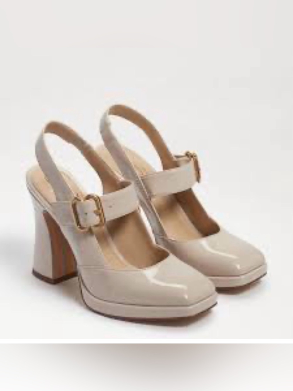 Sam Edelman Jildie Linen Patent Leather Slingbag Heel Pumps Women's 10M
